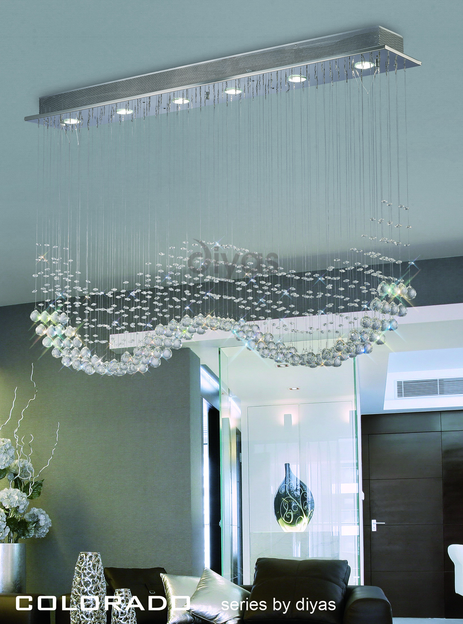 Colorado Crystal Ceiling Lights Diyas Multiple Crystal Pendants Colorado Crystal Ceiling Lights Diyas Multiple Crystal Pendants